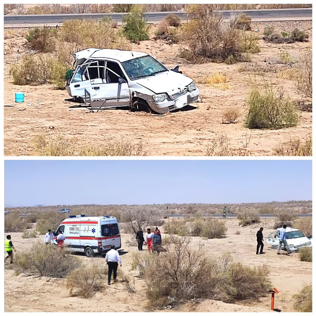 اعزام بالگرد به حادثه واژگونی خودرو سواری با هشت سرنشین