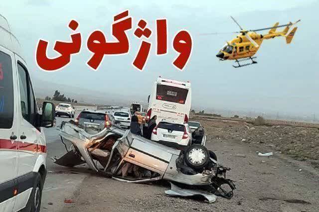واژگونی خودرو سواری تیبا در جاده بجستان به فیض آباد